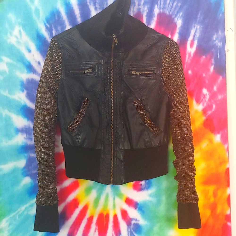Womens faux leather crop jacket